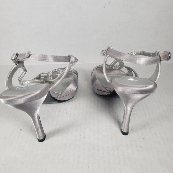 Nina Silver Dressy Date Night Retro Rhinestone Strappy Stiletto Heels Size 7.5 - Picture 4 of 10